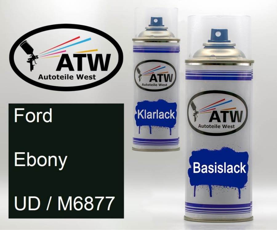 Ford, Ebony, UD / M6877: 400ml Sprühdose + 400ml Klarlack - Set, von ATW Autoteile West.
